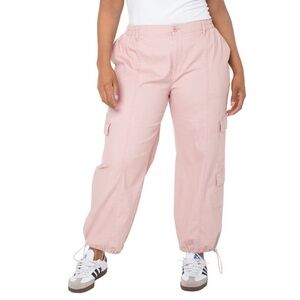 NWT Celebrity Pink Plus Size Cargo Wide Leg Parachute Pants Pastel Pink Sz XXL